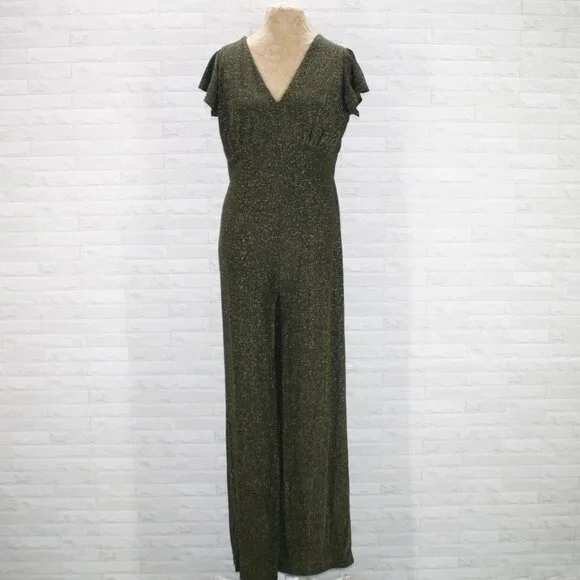 ALTAR'D STATE Jumpsuit Metallic Sexy Formal Stretch One Piece Black Gold Large - Picture 1 of 16
